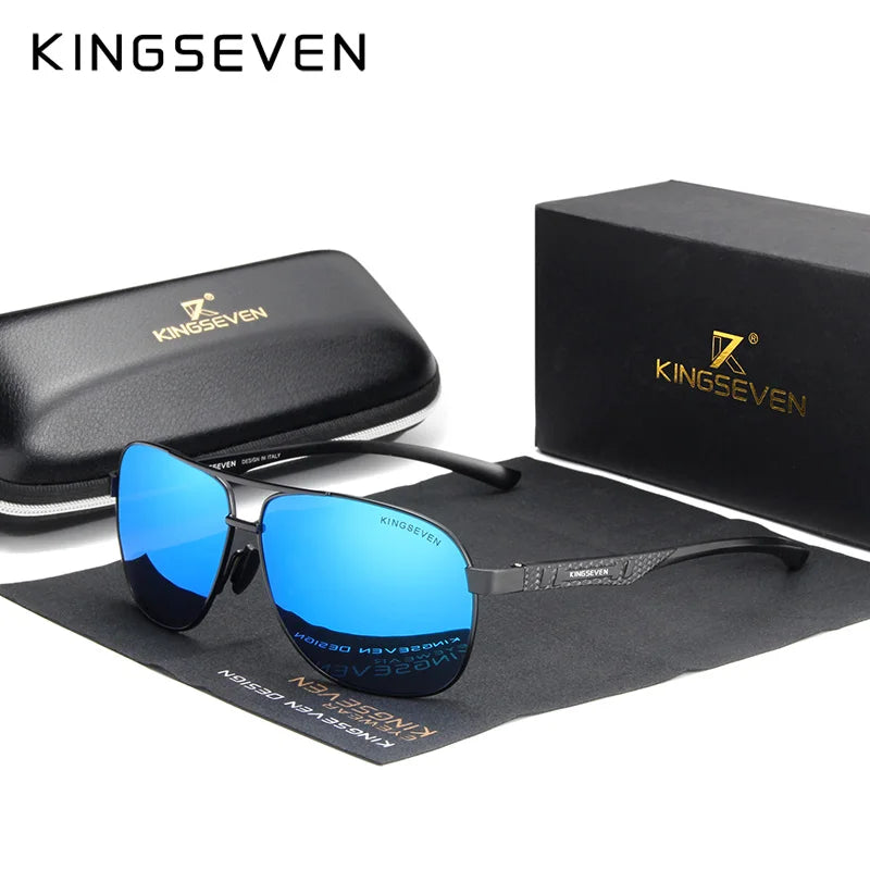 KINGSEVEN 2024 Brand Men Aluminum Sunglasses Polarized UV400 Mirror Male Sun Glasses Women For Men Oculos de sol