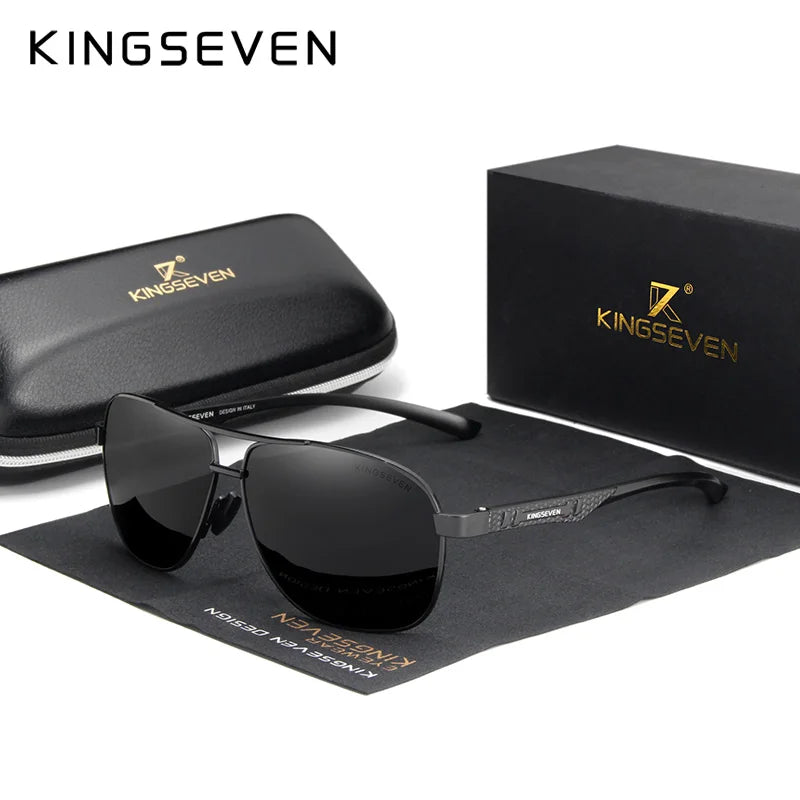 KINGSEVEN 2024 Brand Men Aluminum Sunglasses Polarized UV400 Mirror Male Sun Glasses Women For Men Oculos de sol