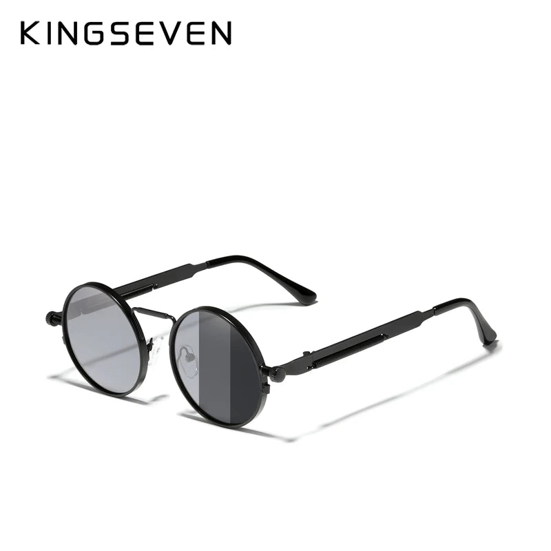 KINGSEVEN Brand Polarized Men Women Sunglasses UV400 Gothic Steampunk Style Male Round Eyewear Alloy Frame Fashion Sun Glasses