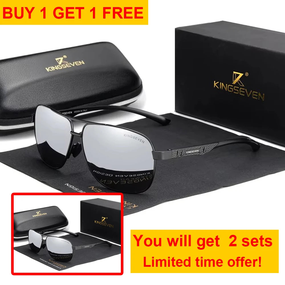 KINGSEVEN 2024 Brand Men Aluminum Sunglasses Polarized UV400 Mirror Male Sun Glasses Women For Men Oculos de sol