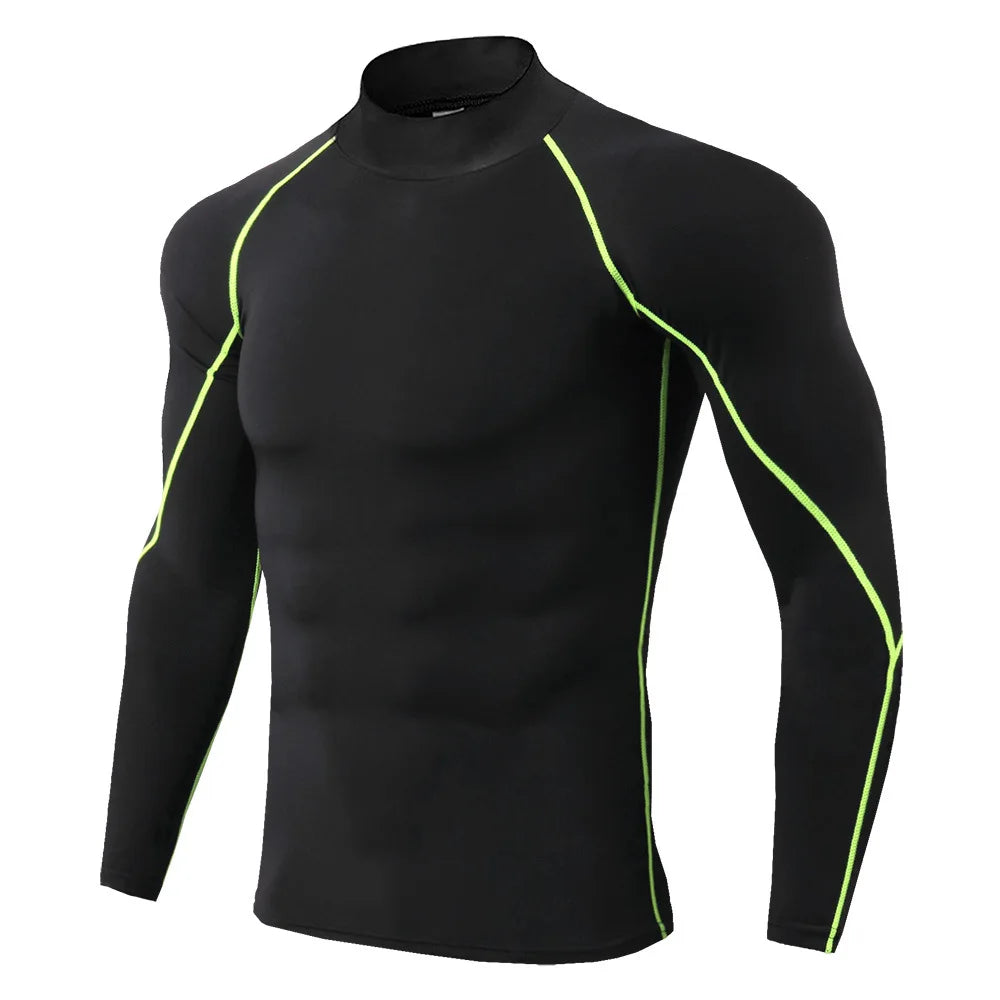 Men Bodybuilding Sport T-shirt Quick Dry Running Shirt Long Sleeve Compression Top Gym T Shirt Men Fitness Tight Rashgard