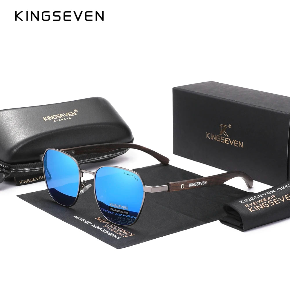 KINGSEVEN Quality Upgrade Ebony wood Sunglasses Men Polarized  UV400 Protection Wooden Retro Eyewear Women Outdoor Sports