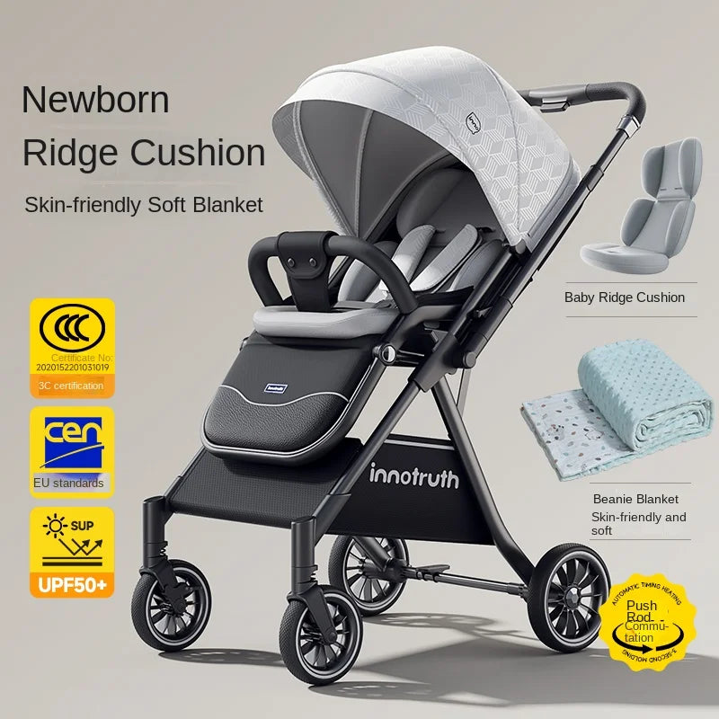 The New Baby Stroller Can sit or lie down 0 - 3 Years Old Lightweight Folding Two-way Push Spine Protection Four Wheel Stroller