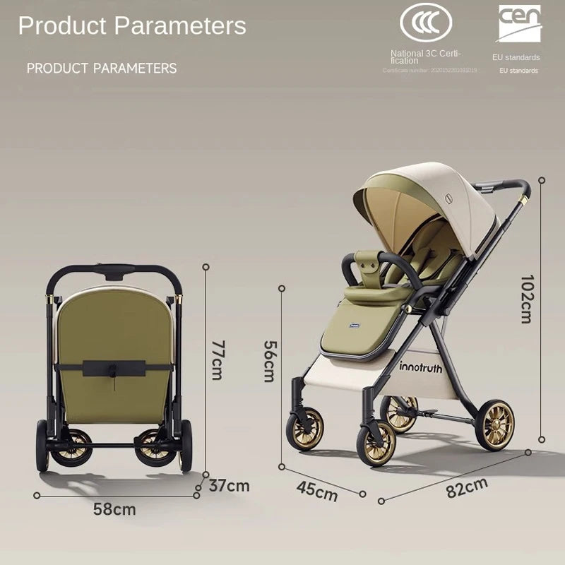 The New Baby Stroller Can sit or lie down 0 - 3 Years Old Lightweight Folding Two-way Push Spine Protection Four Wheel Stroller