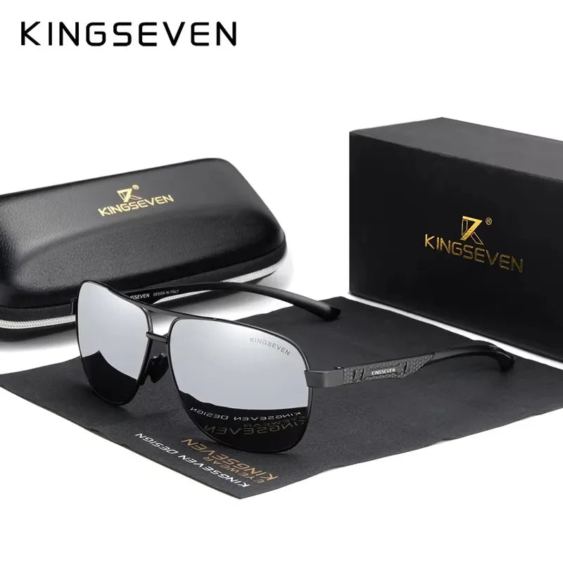 KINGSEVEN 2024 Brand Men Aluminum Sunglasses Polarized UV400 Mirror Male Sun Glasses Women For Men Oculos de sol