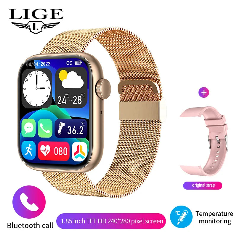 LIGE New Smart Watch 2024 Wireless Charging Smartwatch Bluetooth Calls Men Women Smartwatches Fitness Bracelet Custom Watch Face