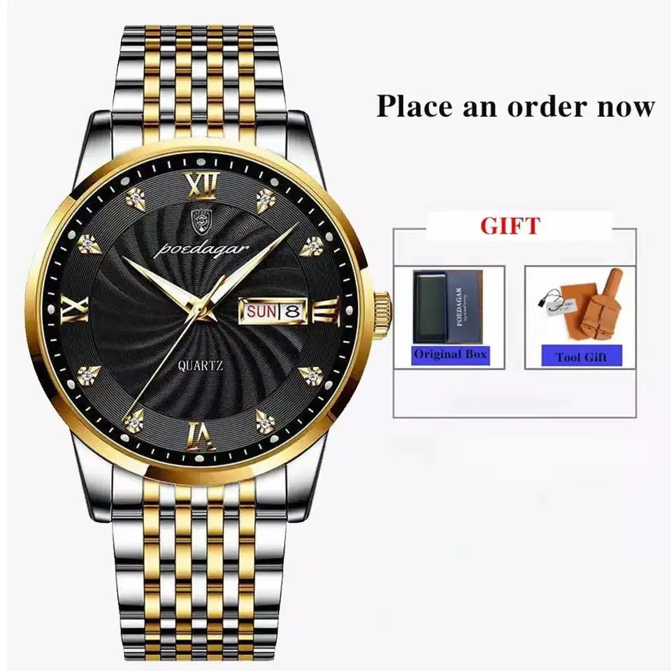 2024 New Top Brand Luxury Mens Watches Luminous Waterproof Stainless Steel Watch Quartz Men Date Calendar Business Wristwatch