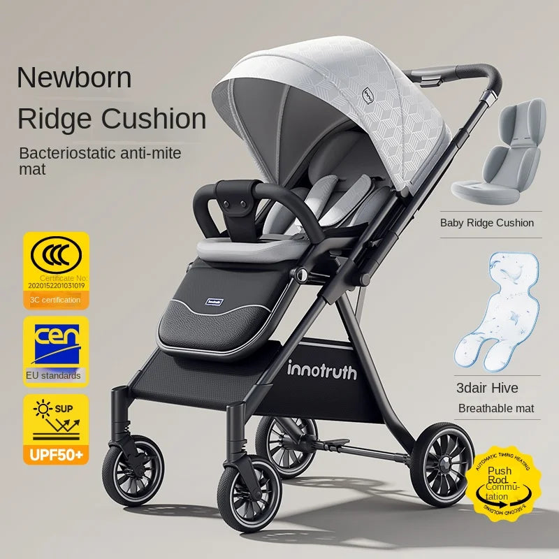 The New Baby Stroller Can sit or lie down 0 - 3 Years Old Lightweight Folding Two-way Push Spine Protection Four Wheel Stroller