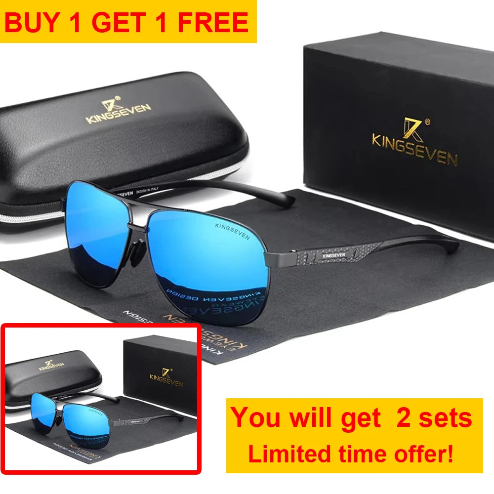 KINGSEVEN 2024 Brand Men Aluminum Sunglasses Polarized UV400 Mirror Male Sun Glasses Women For Men Oculos de sol