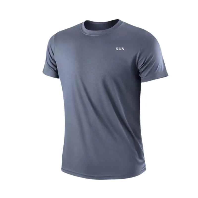 Men's Quick Dry Short Sleeve Gym Running Moisture Wicking Round Neck T-Shirt Training Exercise Gym Sport Shirt Tops Lightweight