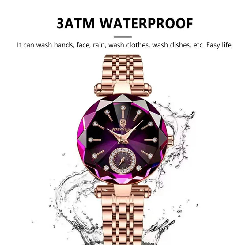 POEDAGAR Luxury Woman Wristwatch Elegant Waterproof Stainless Steel Watch for Ladies Dress Diamond Quartz Women's Watches Reloj