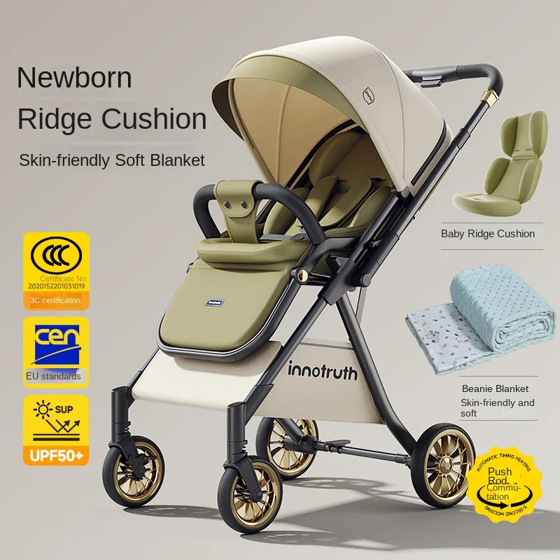 The New Baby Stroller Can sit or lie down 0 - 3 Years Old Lightweight Folding Two-way Push Spine Protection Four Wheel Stroller