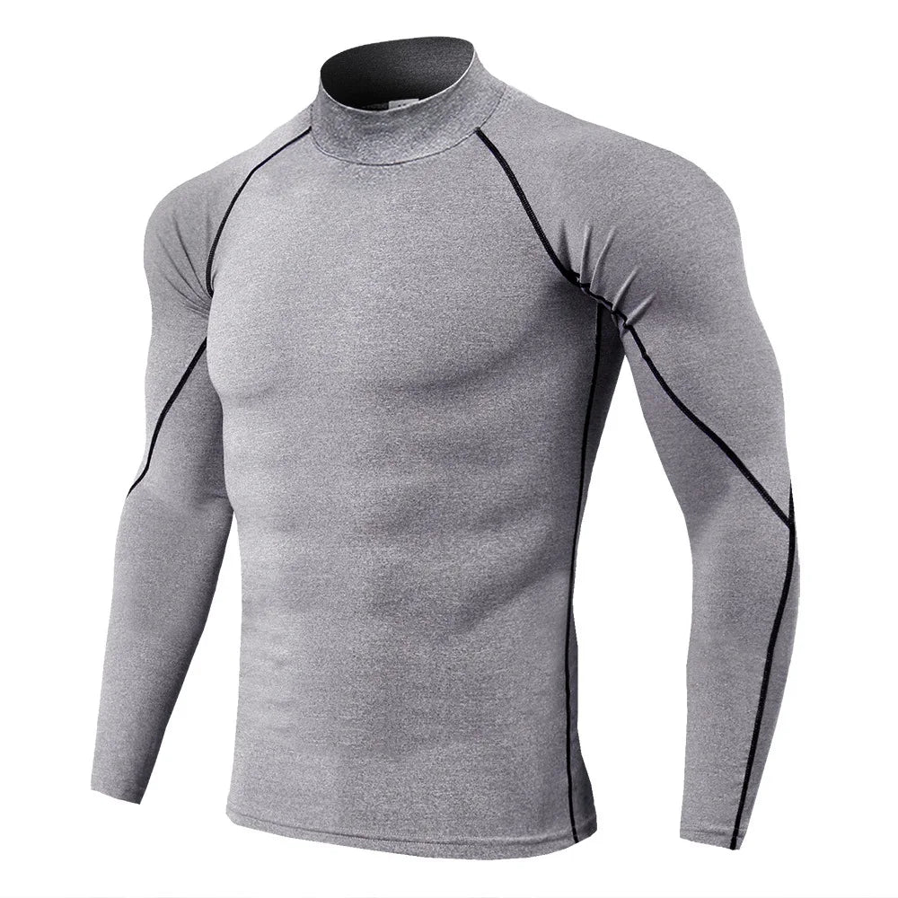 Men Bodybuilding Sport T-shirt Quick Dry Running Shirt Long Sleeve Compression Top Gym T Shirt Men Fitness Tight Rashgard