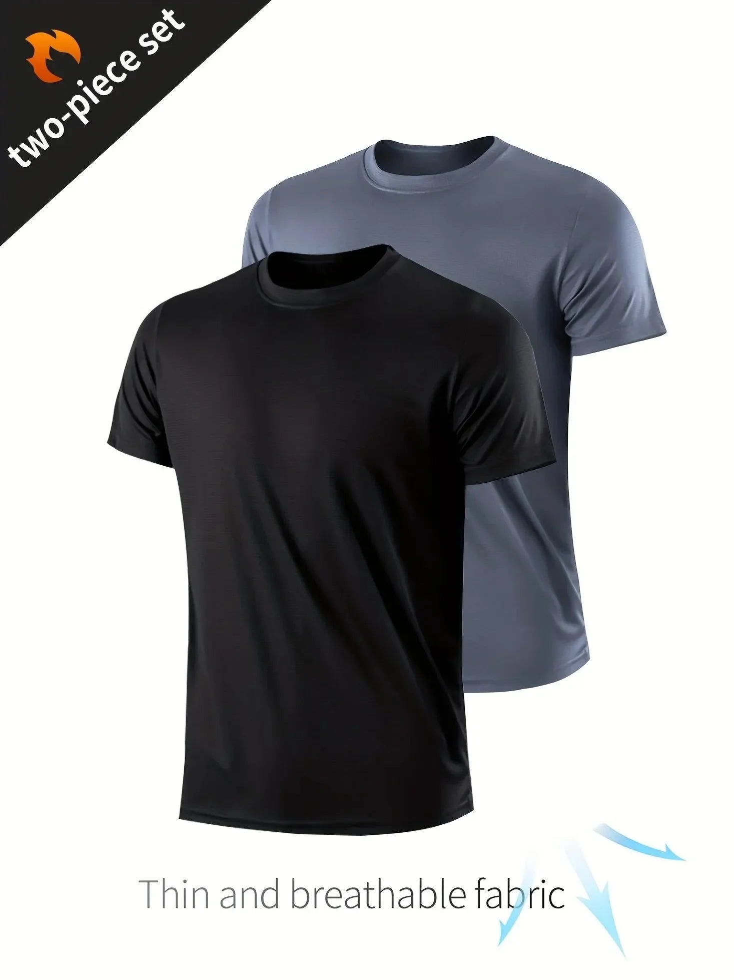 2pcs Quick-drying Compression T-shirt for Men - Lightweight and Breathable Sports Shirt for Outdoor Gym, Running, and Fitness