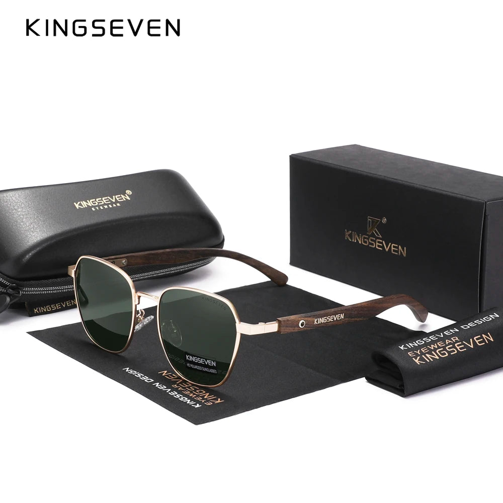 KINGSEVEN Quality Upgrade Ebony wood Sunglasses Men Polarized  UV400 Protection Wooden Retro Eyewear Women Outdoor Sports