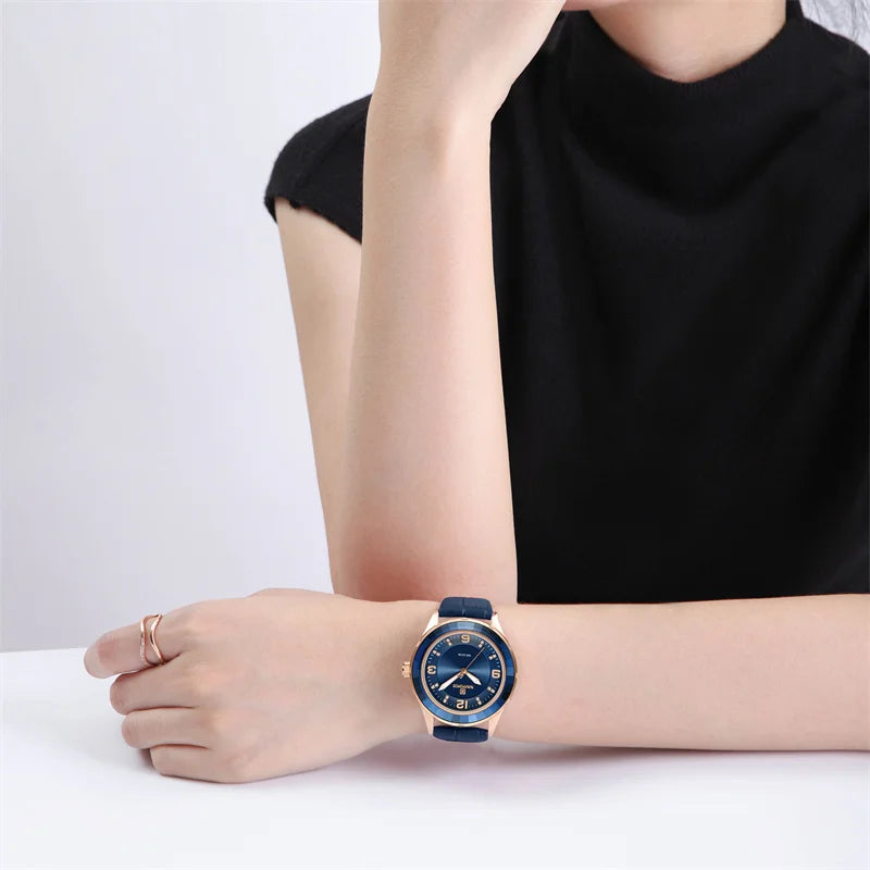 NAVIFORCE Original New Fashion Watch Leather Belt Women Wristwatches Simple Casual Ladies' Dress Quartz Clock Relogio Feminino