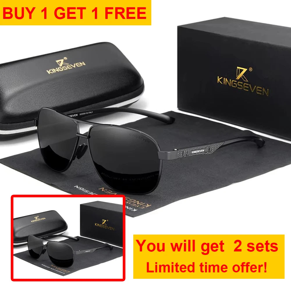 KINGSEVEN 2024 Brand Men Aluminum Sunglasses Polarized UV400 Mirror Male Sun Glasses Women For Men Oculos de sol