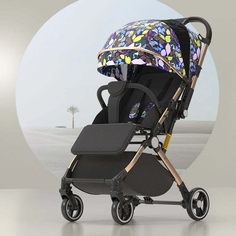 Baby stroller High Landscape can sit and lie down Lightweight Folding Two-way Push Four Wheel Stroller Shock Absorption