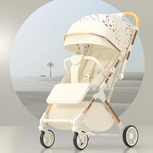 Baby stroller High Landscape can sit and lie down Lightweight Folding Two-way Push Four Wheel Stroller Shock Absorption