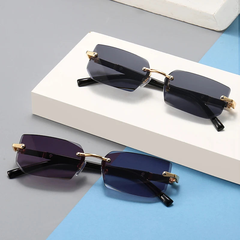 Fashion Rimless Sunglasses Men Women Populare Frameless Sun Glasses Male Female Classic Small Square Summer Traveling Shades