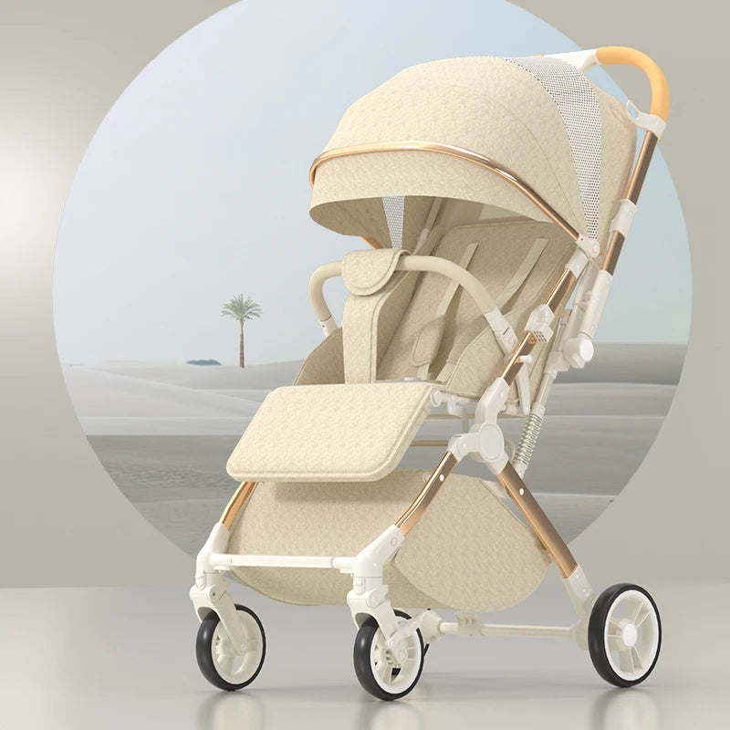 Baby stroller High Landscape can sit and lie down Lightweight Folding Two-way Push Four Wheel Stroller Shock Absorption