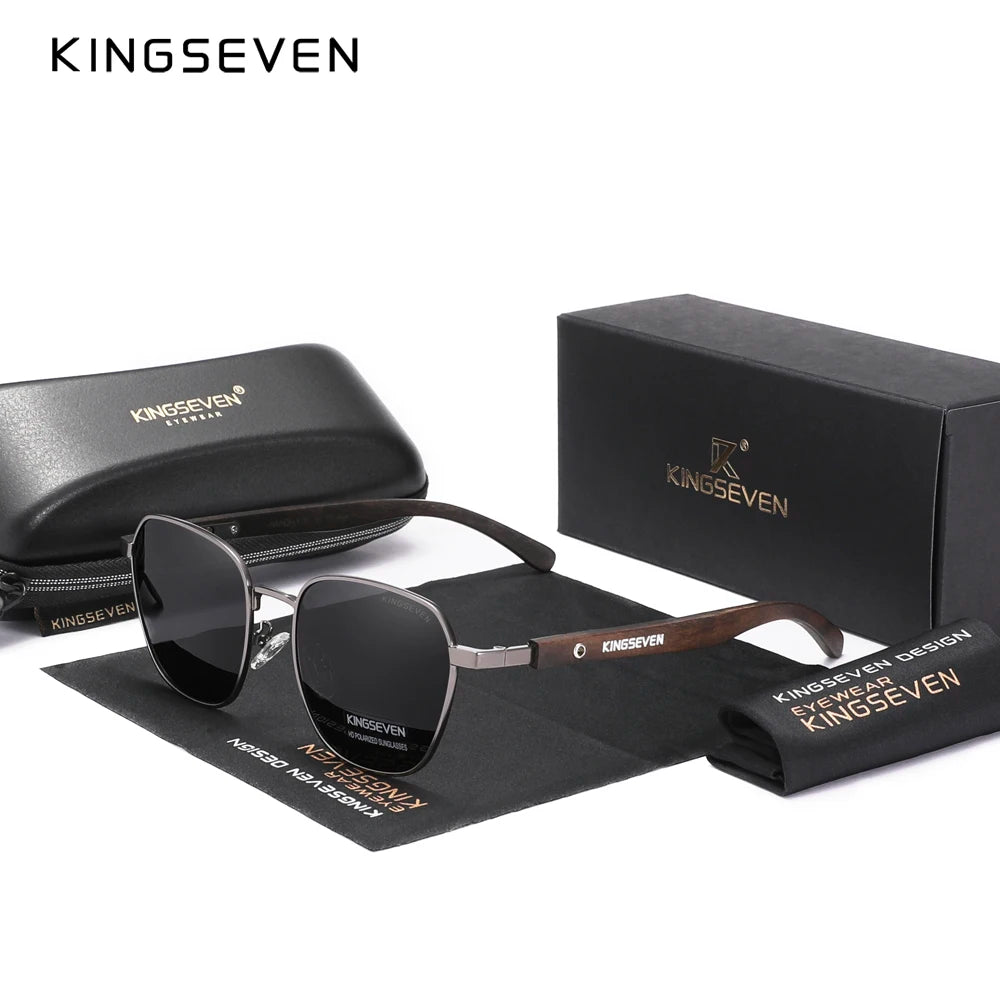 KINGSEVEN Quality Upgrade Ebony wood Sunglasses Men Polarized  UV400 Protection Wooden Retro Eyewear Women Outdoor Sports