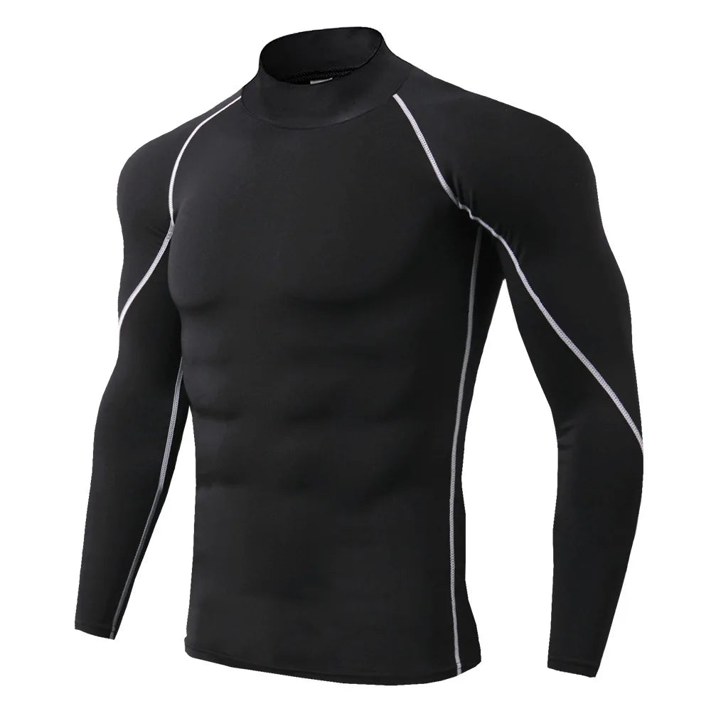 Men Bodybuilding Sport T-shirt Quick Dry Running Shirt Long Sleeve Compression Top Gym T Shirt Men Fitness Tight Rashgard