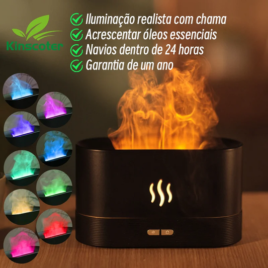 Kinscoter Aroma Diffuser Air Humidifier Ultrasonic Cool Mist Maker Fogger Led Essential Oil Flame Lamp Difusor