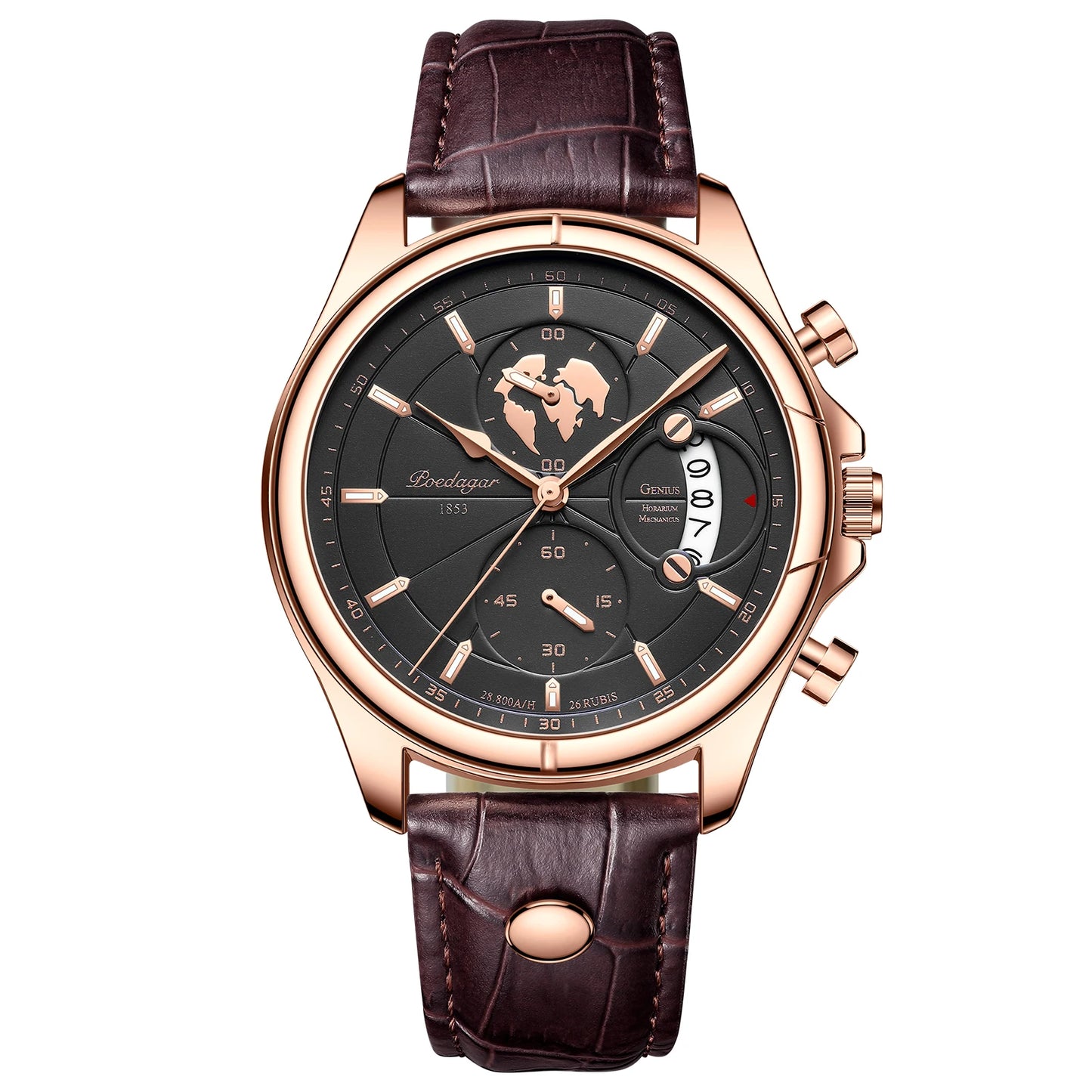 POEDAGAR Luxury Brand Man Watch Chronograph Date Waterproof Leather Watches For Men Casual Male Clock Sports Quartz Men's Watch