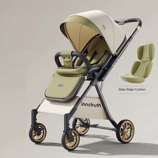 The New Baby Stroller Can sit or lie down 0 - 3 Years Old Lightweight Folding Two-way Push Spine Protection Four Wheel Stroller