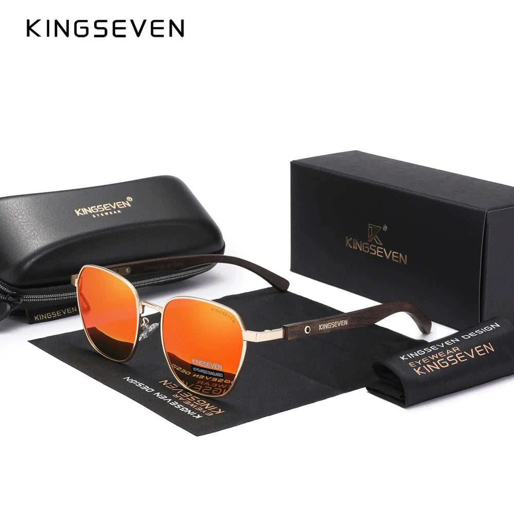 KINGSEVEN Quality Upgrade Ebony wood Sunglasses Men Polarized  UV400 Protection Wooden Retro Eyewear Women Outdoor Sports