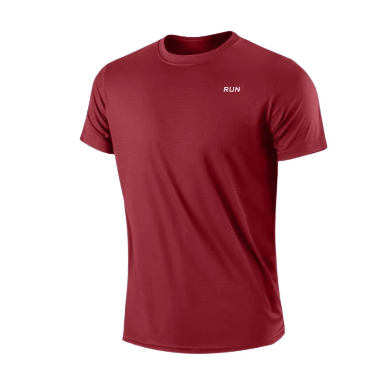 Men's Quick Dry Short Sleeve Gym Running Moisture Wicking Round Neck T-Shirt Training Exercise Gym Sport Shirt Tops Lightweight