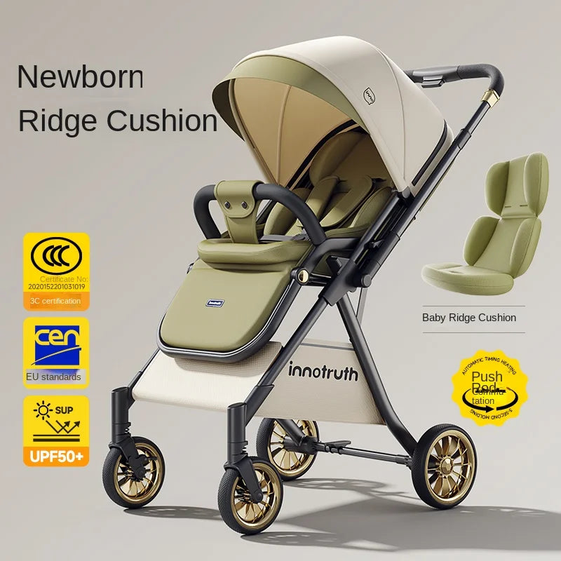 The New Baby Stroller Can sit or lie down 0 - 3 Years Old Lightweight Folding Two-way Push Spine Protection Four Wheel Stroller