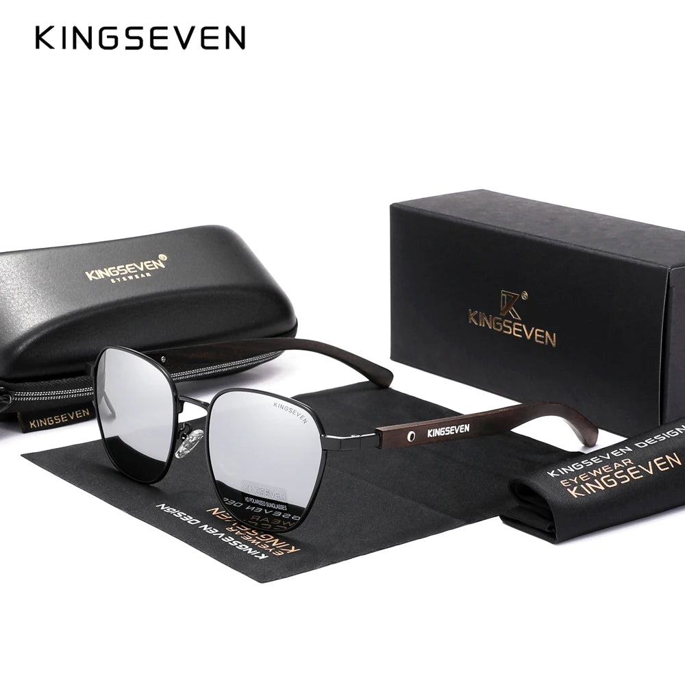 KINGSEVEN Quality Upgrade Ebony wood Sunglasses Men Polarized  UV400 Protection Wooden Retro Eyewear Women Outdoor Sports