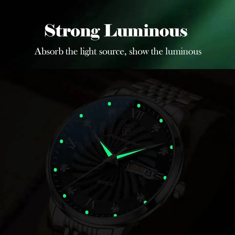 2024 New Top Brand Luxury Mens Watches Luminous Waterproof Stainless Steel Watch Quartz Men Date Calendar Business Wristwatch