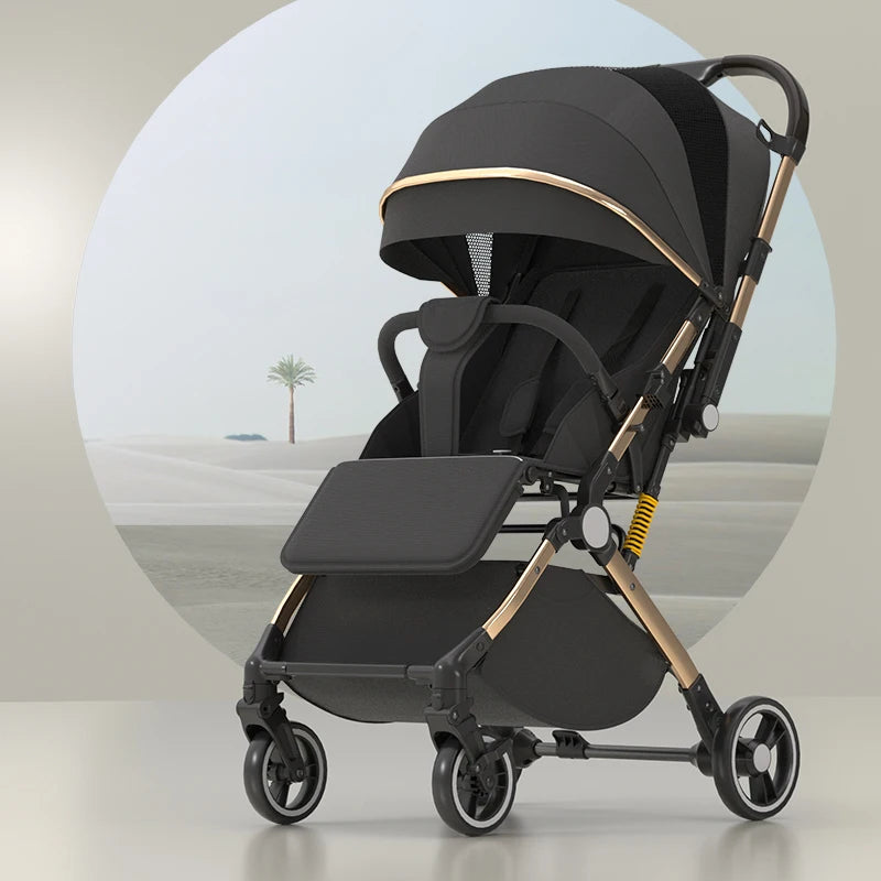 Baby stroller High Landscape can sit and lie down Lightweight Folding Two-way Push Four Wheel Stroller Shock Absorption