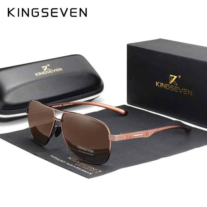 KINGSEVEN 2024 Brand Men Aluminum Sunglasses Polarized UV400 Mirror Male Sun Glasses Women For Men Oculos de sol