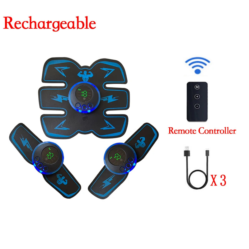 USB Rechargeable Smart EMS Muscle Stimulator Electric ABS Abdominal Patch Training Arm Neck Body Massager Fitness Slimming