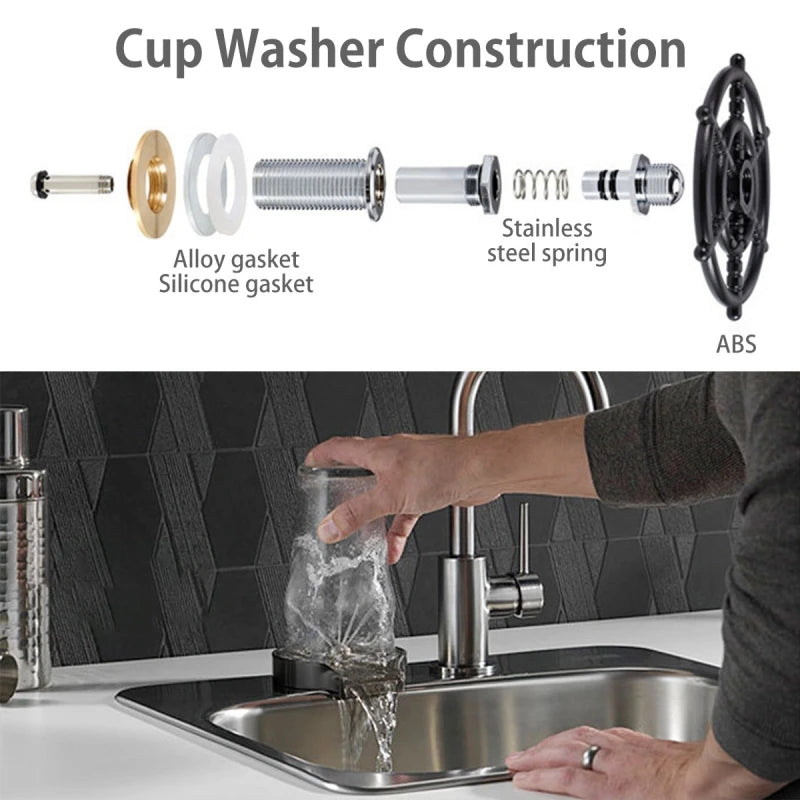 ABS High Pressure Automatic Glass Cup Washer Kitchen Sink Faucet Glass Rinser Beer Coffee Milk Tea Cup Cleaner Bar Accessories