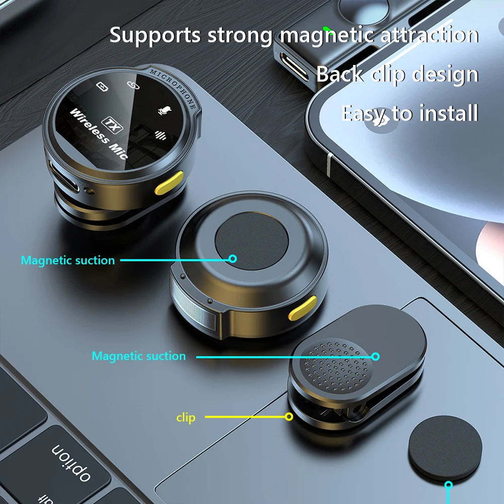 Xiaomi Wireless Lavalier Lapel Microphone for iPhone iPad Android Type-C Phone Live Game Recording Interview with Magnetic Clip