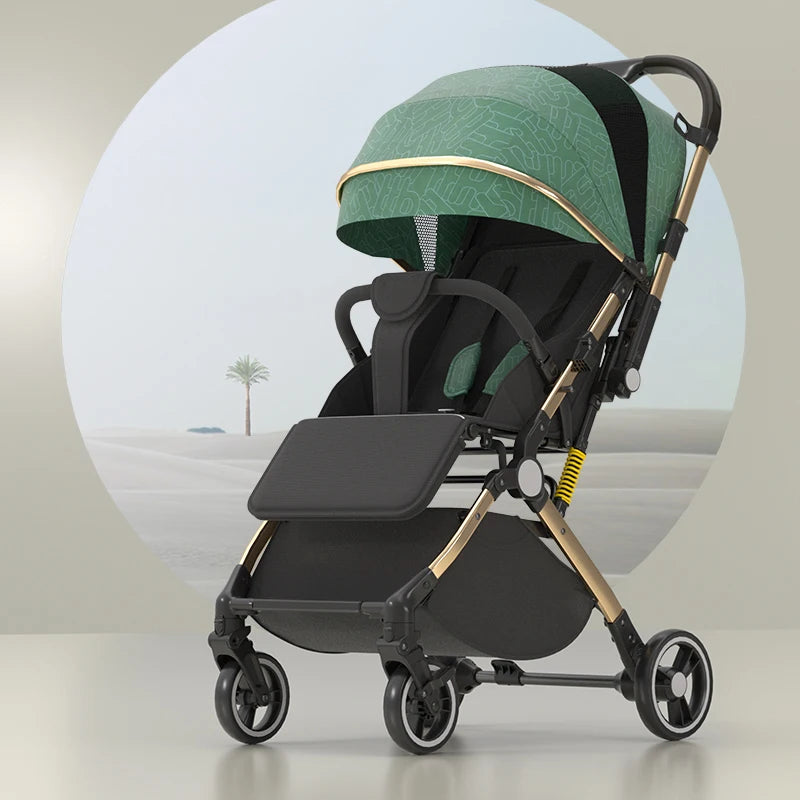 Baby stroller High Landscape can sit and lie down Lightweight Folding Two-way Push Four Wheel Stroller Shock Absorption