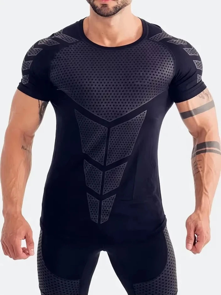 2pcs Quick-drying Compression T-shirt for Men - Lightweight and Breathable Sports Shirt for Outdoor Gym, Running, and Fitness