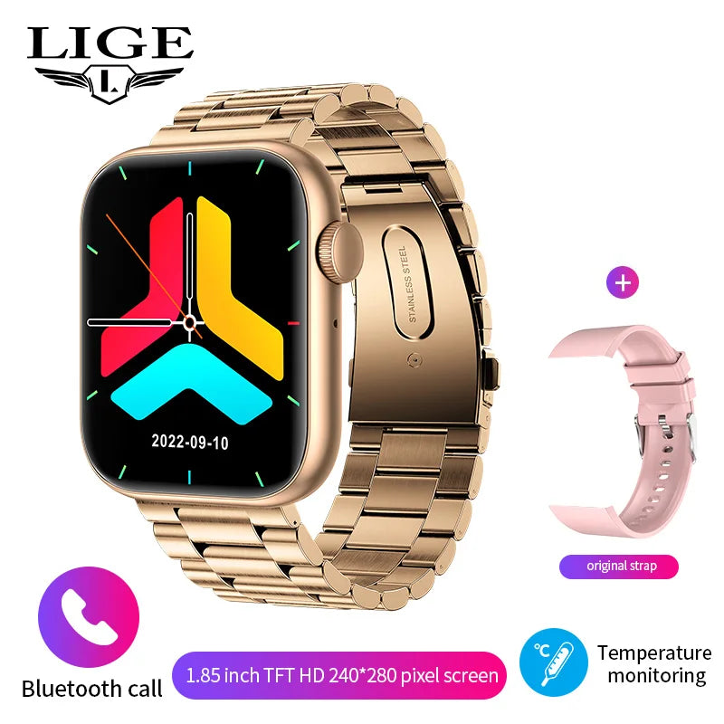 LIGE New Smart Watch 2024 Wireless Charging Smartwatch Bluetooth Calls Men Women Smartwatches Fitness Bracelet Custom Watch Face