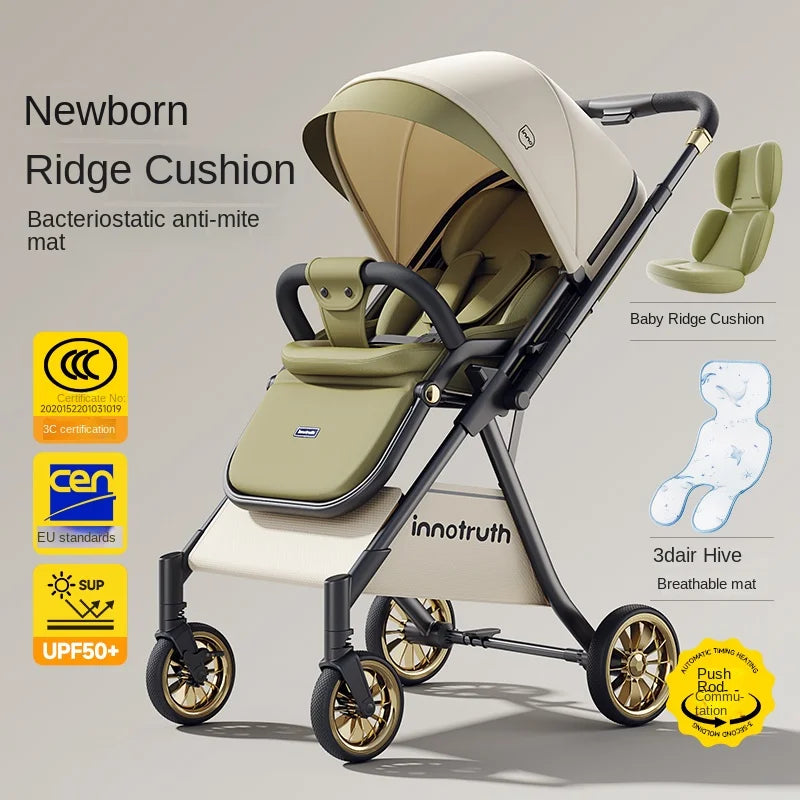 The New Baby Stroller Can sit or lie down 0 - 3 Years Old Lightweight Folding Two-way Push Spine Protection Four Wheel Stroller